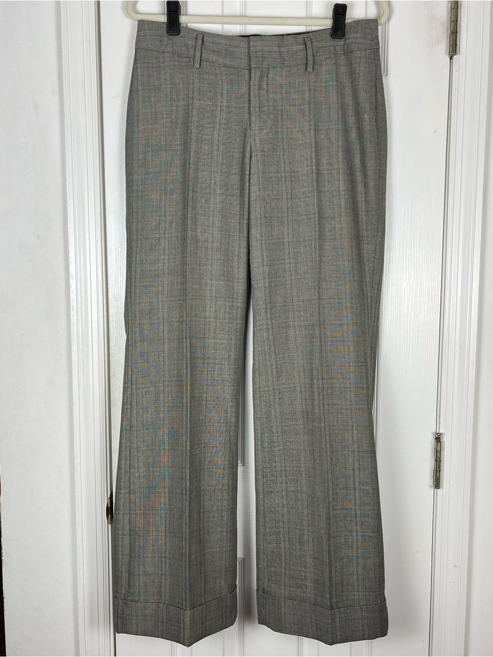 Banana Republic Ryan Fit Wool Blend Low Rise Boot Flare Plaid Trouser Sz 8